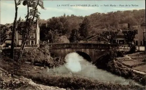 Ak La Ferte sous Jouarre Seine et Marne, Petit Morin, Pont de la Nation