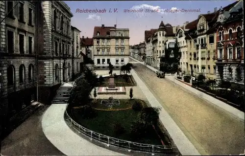 Ak Reichenbach im Vogtland, Weinholdstraße, Kriegerdenkmal