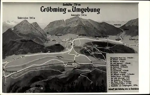 Landkarten Ak Gröbming Steiermark, Alpengasthof Moser Loy, Stoderzinken, Kammspitze