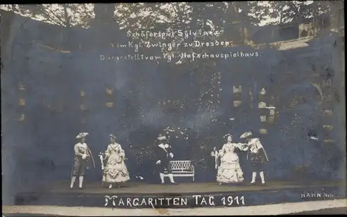 Foto Ak Dresden Zentrum Altstadt, Schäferspiel im Zwinger, Margariten Tag 1911