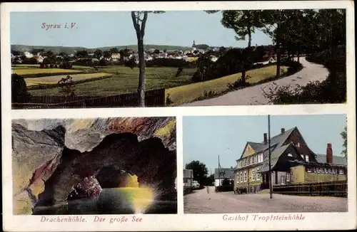 Ak Syrau Rosenbach im Vogtland, Gasthof Tropfsteinhöhle, Drachenhöhle, Innenansicht