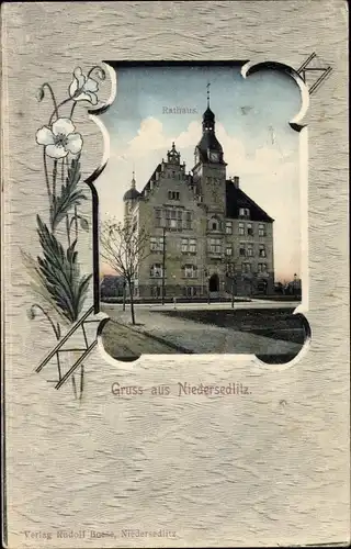 Passepartout Ak Dresden Niedersedlitz, Rathaus