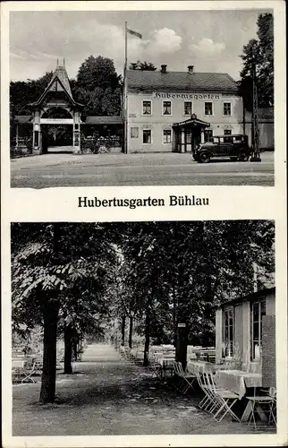 Ak Dresden Bühlau, Gasthaus Hubertusgarten, Auto