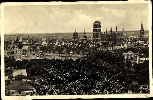 Ak Gdańsk Danzig, Blick auf den Ort vom Bischofsberg, Stengel