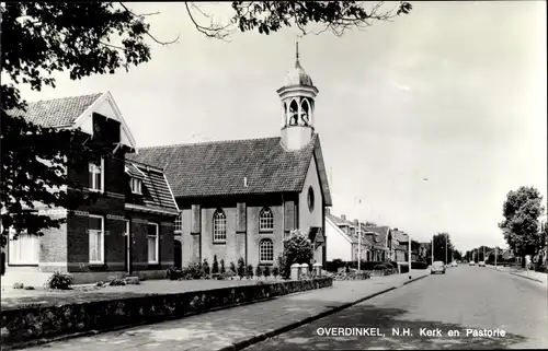 Ak Overdinkel Overijssel, N. H. Kerk en Pastorie