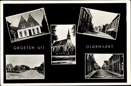 Ak Oldemarkt Overijssel, Steenweg, Ned. Herv. Kerk, Hoofdstraat