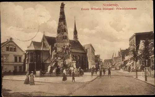 Ak Norderney, Kaiser Wilhelm Denkmal, Friedrichstraße