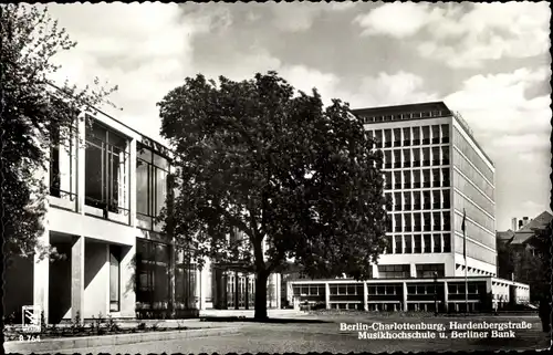 Ak Berlin Charlottenburg, Hardenbergstraße, Musikhochschule, Berliner Bank, Klinke B 764