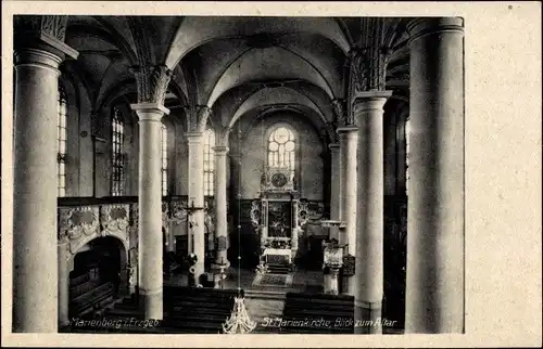 Ak Marienberg im Erzgebirge Sachsen, Innenansicht der St. Marienkirche, Altar