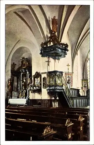 Ak Aschendorf, St. Amandus Kirche Ems, Kanzel, Chorstuhl