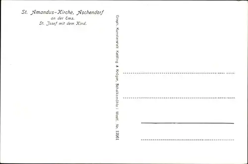 Ak Aschendorf Papenburg Emsland,  St. Amadus Kirche, St. Josef m. Kind