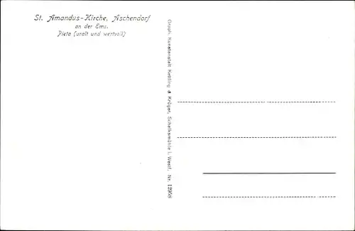 Ak Aschendorf Papenburg Emsland,  St. Amadus Kirche, Pieta