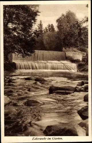 Ak Altfeld Bad Harzburg am Harz, Waldhaus Lange, Eckerwehr im Garten