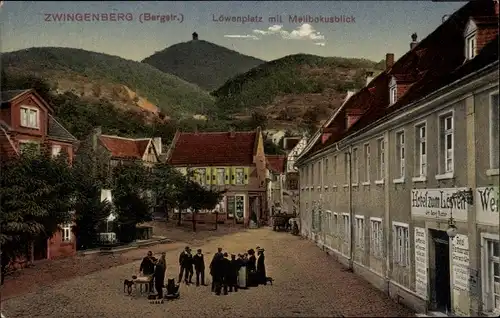 Ak Zwingenberg an der Bergstraße in Hessen, Löwenplatz, Melibokus, Hotel zum Löwen