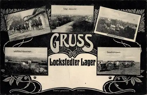 Jugendstil Ak Lockstedt im Kreis Steinburg, Lockstedter Lager, Casino,Wellblechbaracken,Geschützpark