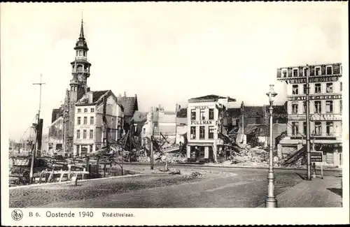 Ak Oostende Ostende Westflandern, Vindictivelaan 1940, Zerstörungen