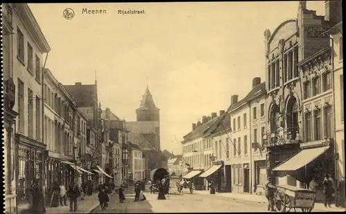 Ak Menin Menen Meenen Lys Westflandern, Rijselstraat, Läden