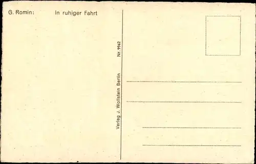 Künstler Ak Romin, G., In ruhiger Fahrt, Segelboot