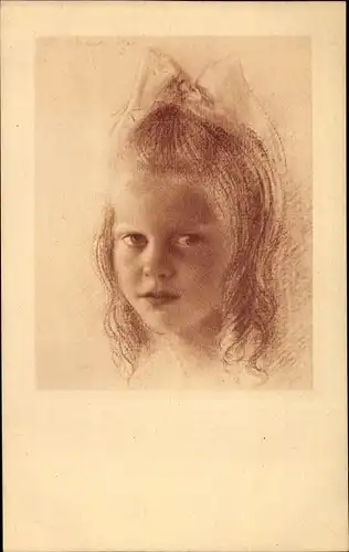 Künstler Ak Schachinger, Walter, Mädchen mit Haarschleife, Portrait