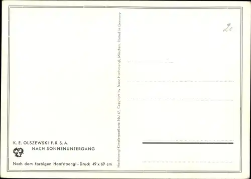 Künstler Ak Olszewski, Nach Sonnenuntergang, fliegende Schwäne