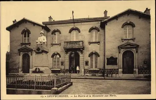 Ak Louveciennes Yvelines, La Mairie et le Monument aux Morts
