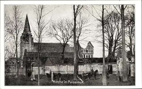 Ak Puisieux Pas de Calais, Kirche