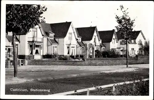 Ak Castricum Nordholland Niederlande, Stationsweg