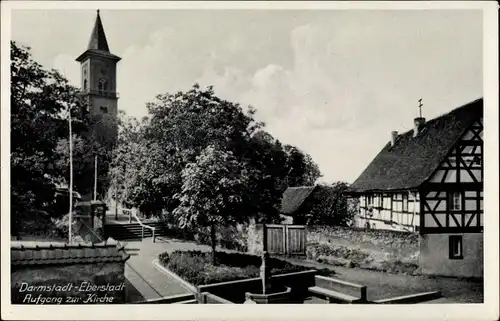 Ak Darmstadt Eberstadt in Hessen, Kirche, Aufgang