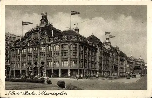 Ak Berlin Mitte, Alexanderplatz, Hertie-Kaufhaus, U-Bahnhof