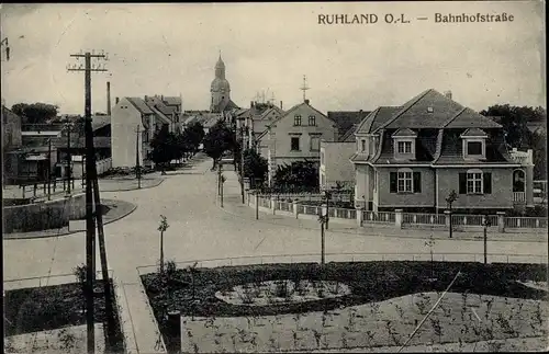 Ak Ruhland in der Oberlausitz, Bahnhofstraße