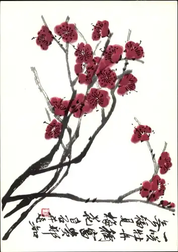 Künstler Ak Chi Pai Shih, Chinesische Farbholzschnitte, Baumblüte