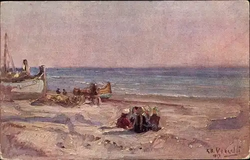 Künstler Ak Vercelli, G. R., Sulla Spiaggia