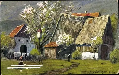 Künstler Ak von Senger, L., Dorfmotiv, Bauernhaus