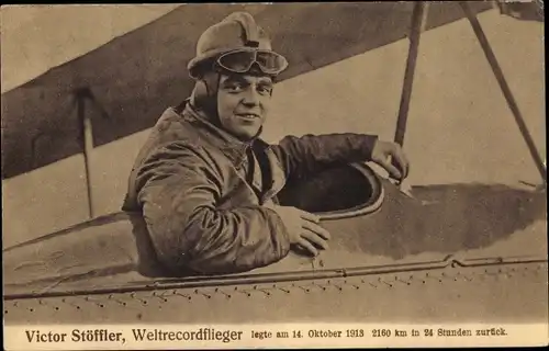 Ak Weltrecordflieger Victor Stöffler, Flugpionier