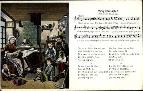 Lied Ak Mückenberger, Hilmar, Familie in Tracht, Bergmannsglück