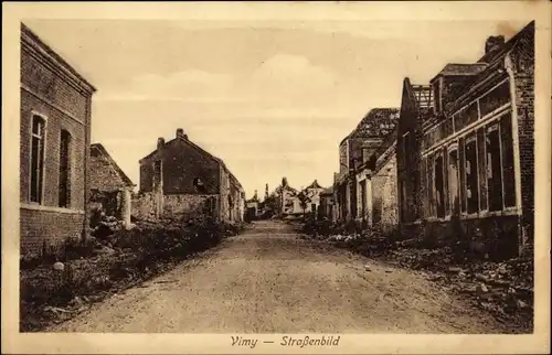 Ak Vimy Pas de Calais, Straßenbild, Kriegszerstörung I. WK