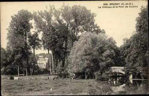 Ak Brunoy Essonne, Le Chateau, Pont du Soulins