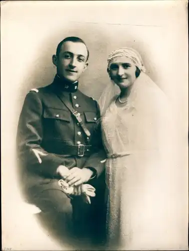 Foto Combalie, Henri, Toulouse, Portraitfotografie, Französischer Soldat mit Braut, Hochzeit