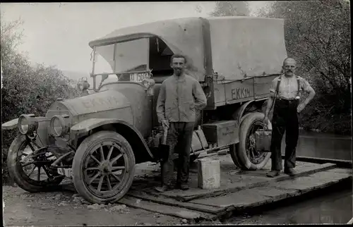 Foto Ak Auto Transporter EKK14, XI 1560, Flussüberquerung