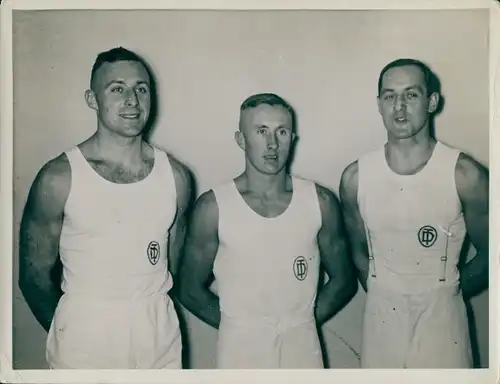 Foto Schirner Berlin, Dt. Gerätemeisterschaften Dortmund 1934, Sieger Schwarzmann, Sandrock, Winter