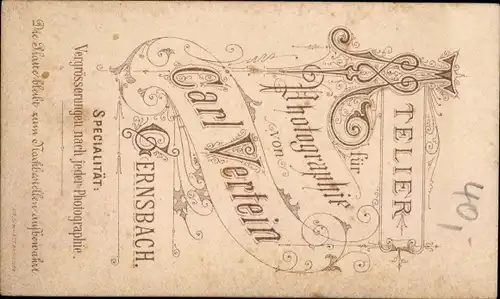 CdV Gernsbach im Murgtal Schwarzwald, Mann, Portrait, Reiterunifom, Atelier Carl Vertein