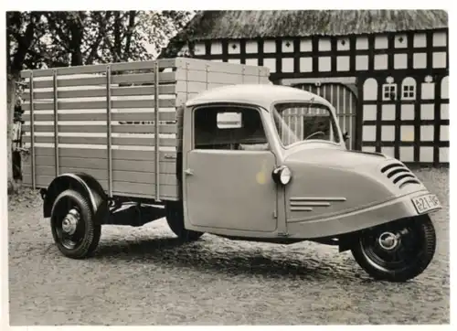Foto Fahrzeug Firma Vidal Harburg, Goliath Kleinvieh-Transportwagen