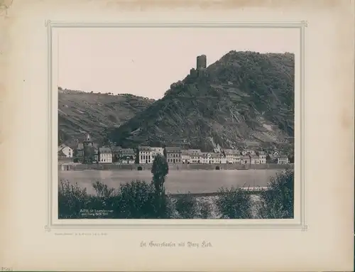 Foto Sankt Goarshausen am Rhein, um 1890, Burg Katz, Rheinpartie