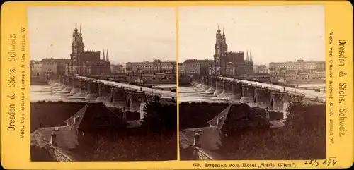 Stereo Foto Dresden Altstadt, Panorama vom Hotel Stadt Wien, 1894