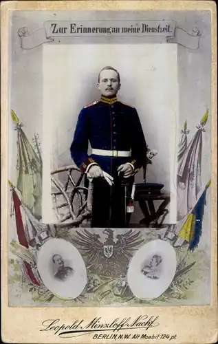 Kabinettfoto Deutscher Soldat, Standportrait, Kaiserzeit