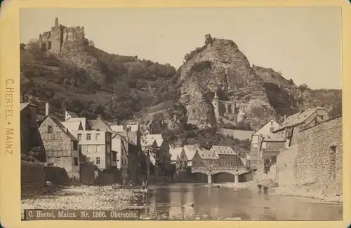 Kabinettfoto Oberstein an der Nahe, Teilansicht, Nahepartie