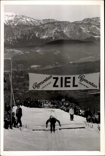 Foto Wintersport, Skiwettkampf, Ziel, Reklame Pigmentan