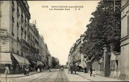 Ak Boulogne sur Seine Hauts de Seine, La Grande Rue