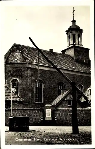 Ak Ootmarsum Twente Overijssel Niederlande, Herv. Kerk met Gedenksteen