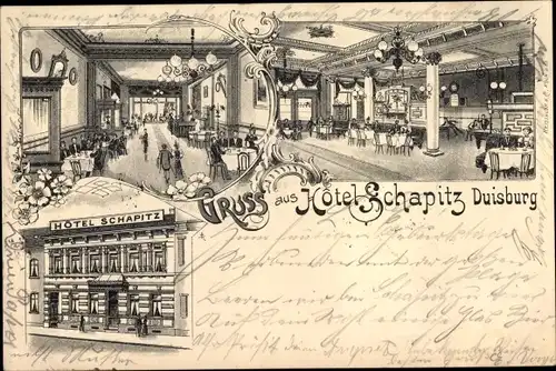 Litho Duisburg im Ruhrgebiet, Hotel Schapitz, Innenansicht